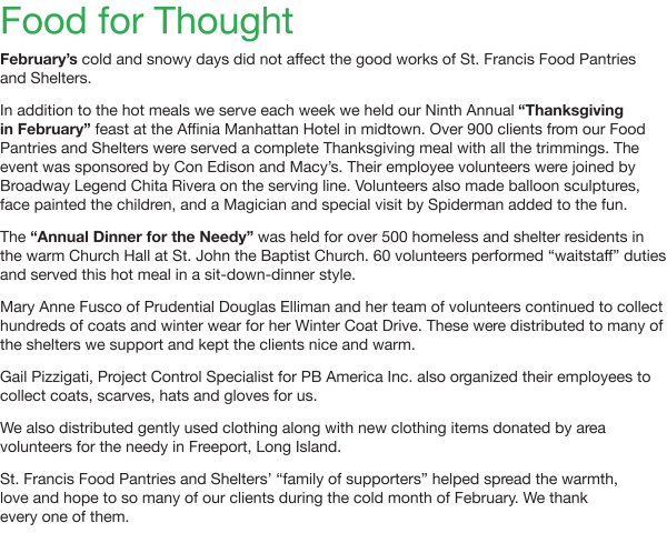 March 2011 Food For Thought