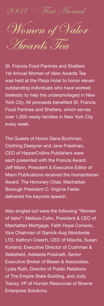 Fundraising - Women of Valor Awards Tea 2003