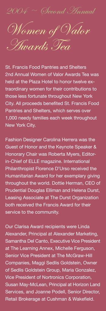 Fundraising - Women of Valor Awards Tea 2004