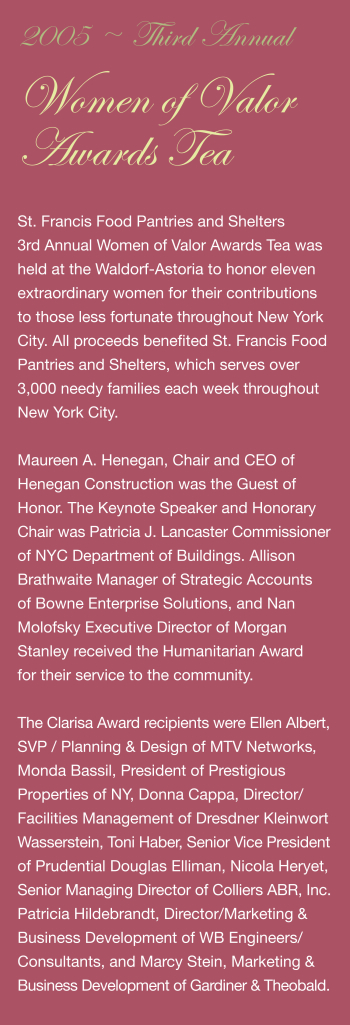 Fundraising - Women of Valor Awards Tea 2005