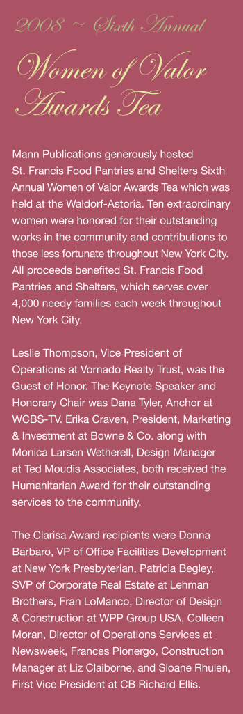 Fundraising - Women of Valor Awards Tea 2008