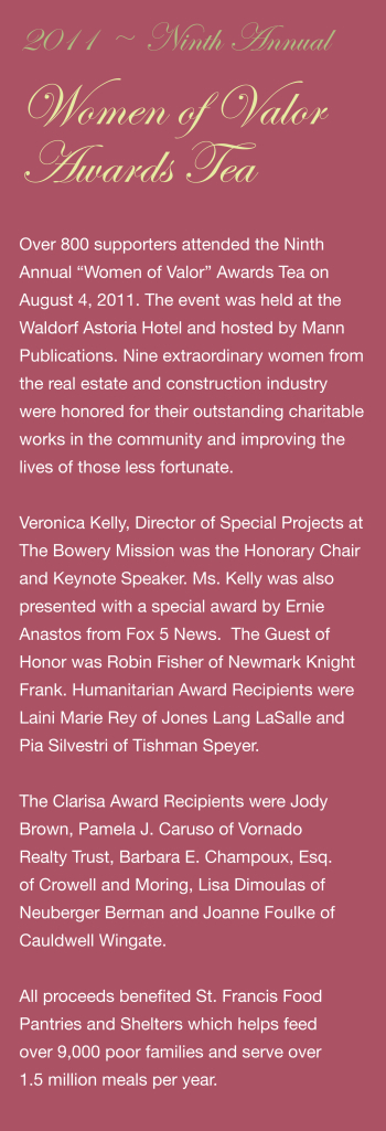 Fundraising - Women of Valor Awards Tea 2011